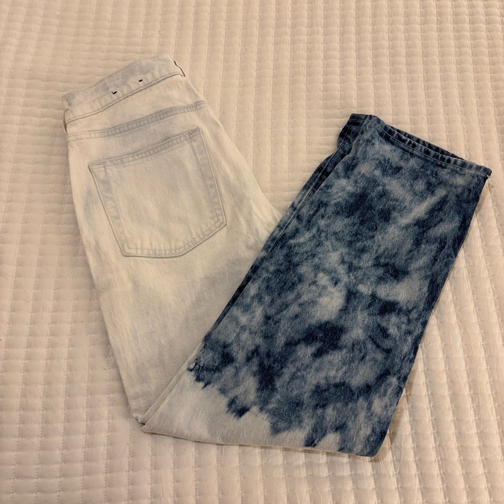 GAP Cream and Blue Tie-Dye Button-Fly Denim Jeans